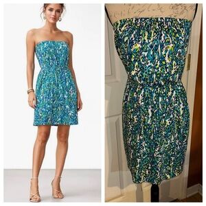 Lilly Pulitzer Windsor Sea Blue It’s A Stretch Strapless Cotton Mini Dress Med